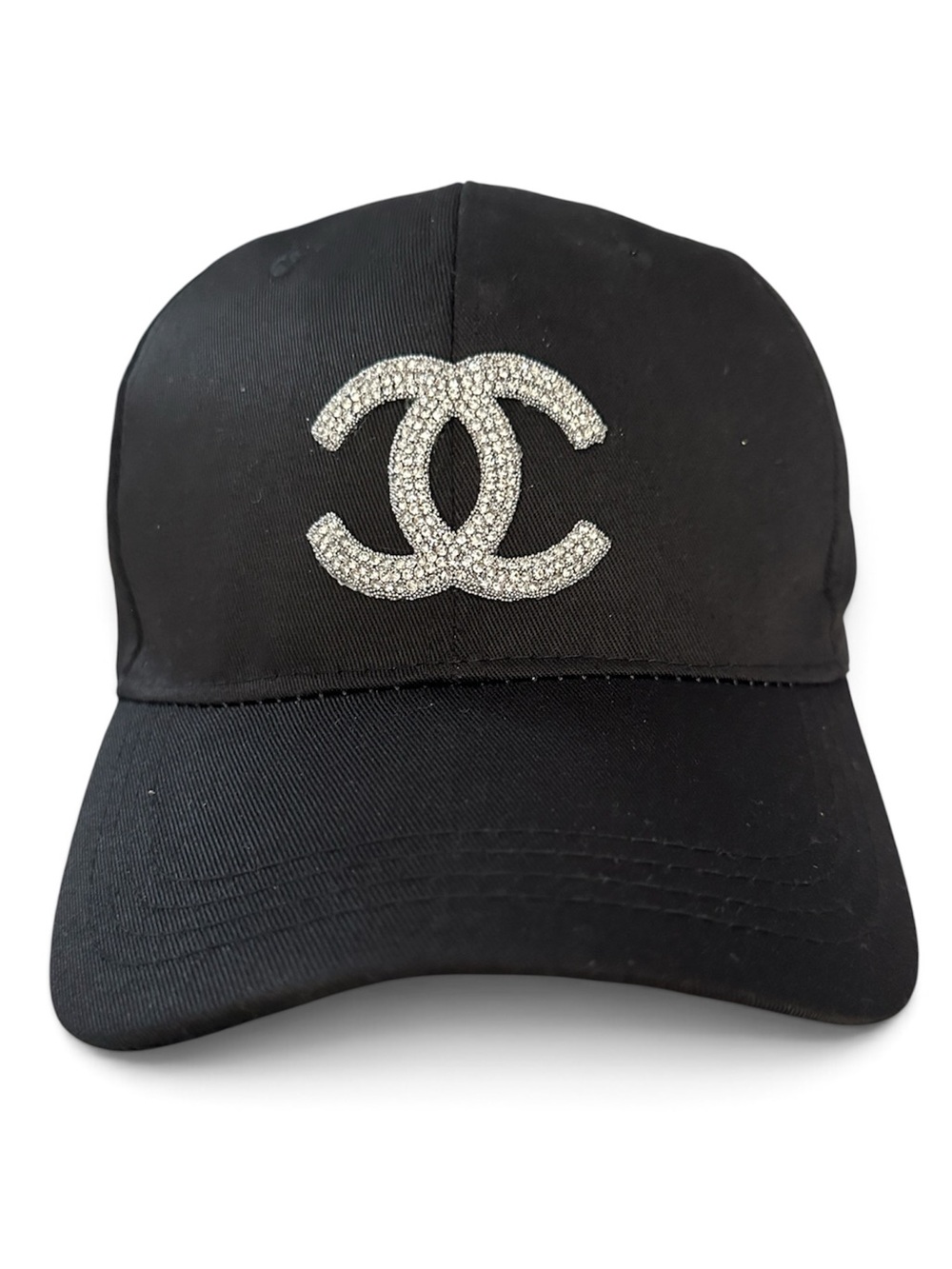 Black baseball ladies cap with crystal CC logo